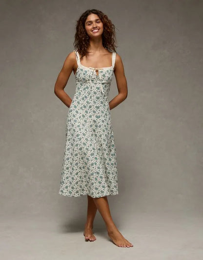 AE Sweetheart Tie-Front Midi Dress