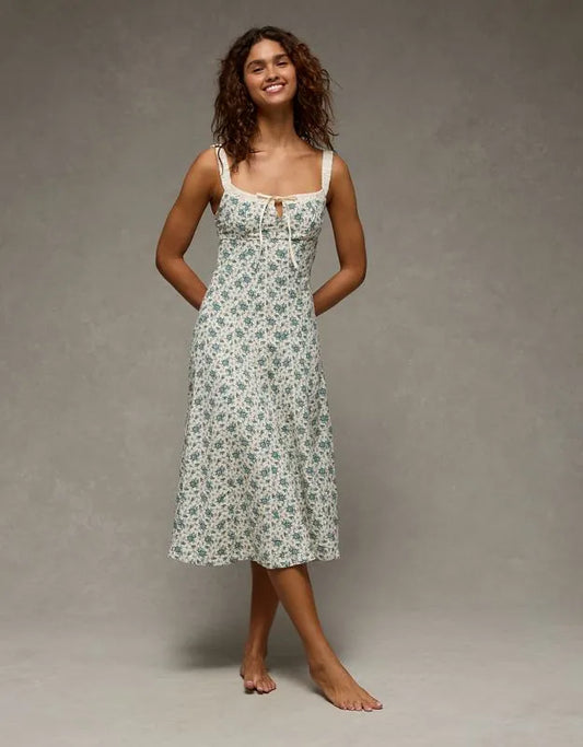 AE Sweetheart Tie-Front Midi Dress