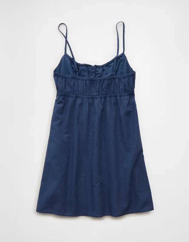 AE Button-Up Lace Insert Mini Dress