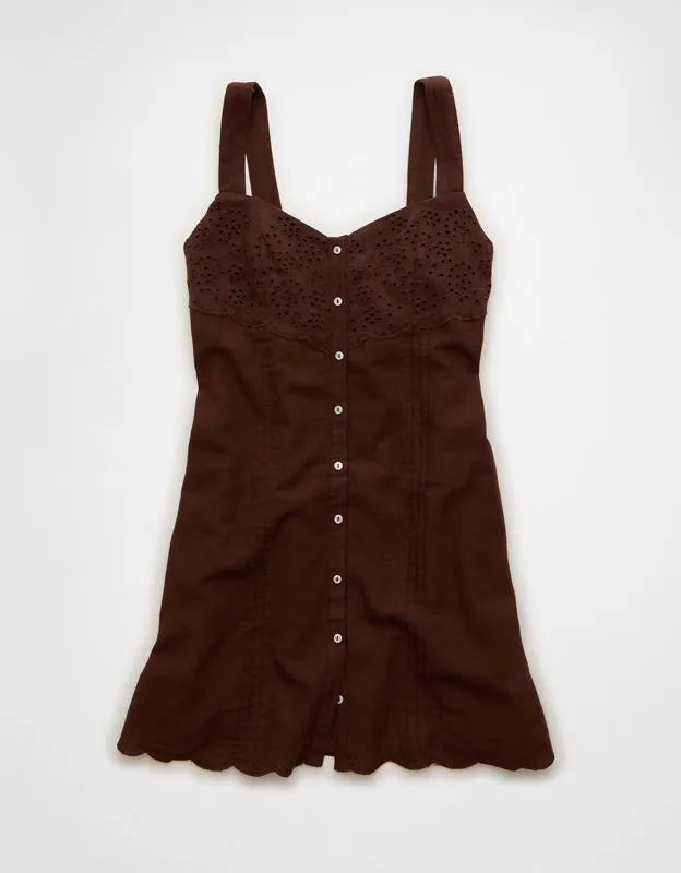 AE Button-Front Mini Dress
