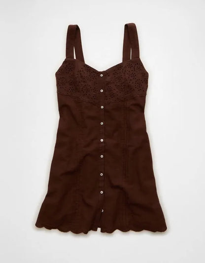 AE Button-Front Mini Dress