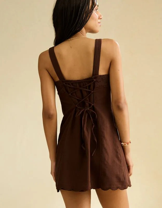AE Button-Front Mini Dress