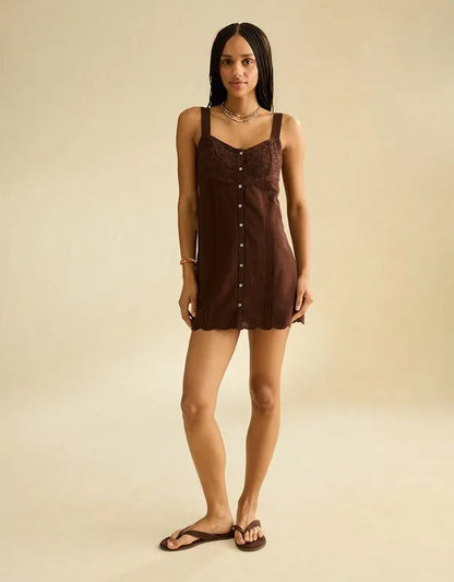 AE Button-Front Mini Dress