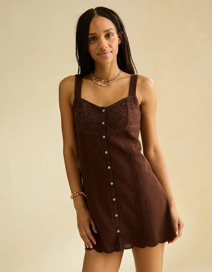 AE Button-Front Mini Dress