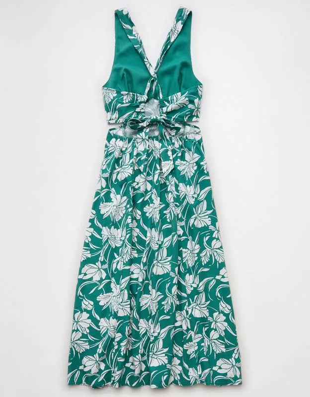 AE V-Neck Cut-Out Midi Dress