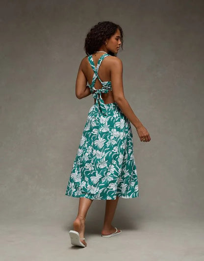 AE V-Neck Cut-Out Midi Dress