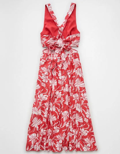 AE V-Neck Cut-Out Midi Dress