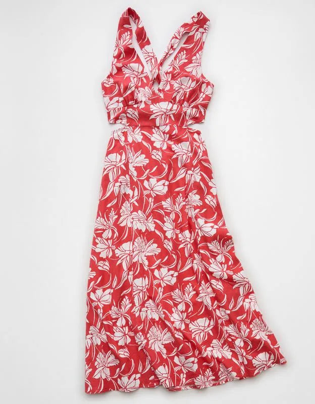 AE V-Neck Cut-Out Midi Dress