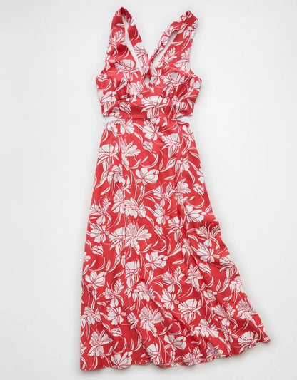 AE V-Neck Cut-Out Midi Dress