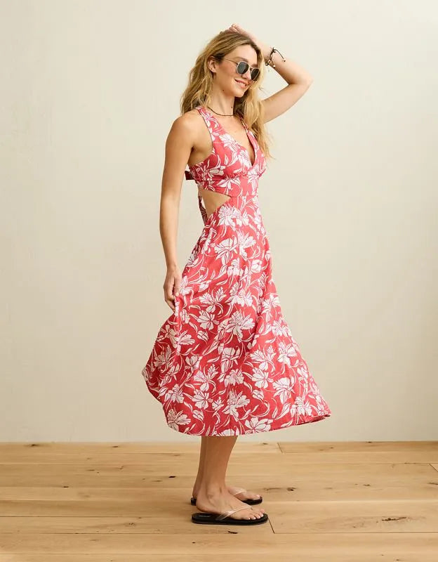 AE V-Neck Cut-Out Midi Dress