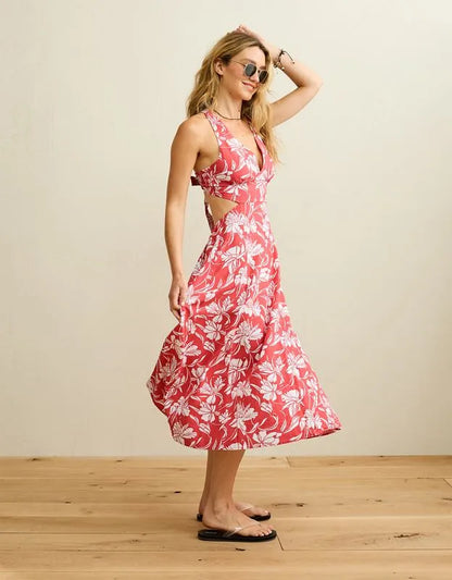 AE V-Neck Cut-Out Midi Dress