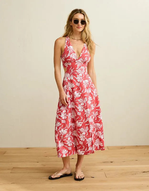 AE V-Neck Cut-Out Midi Dress