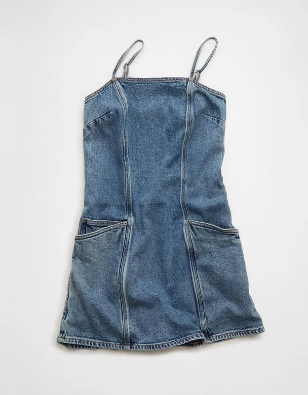 AE Square Neck Denim Mini Dress