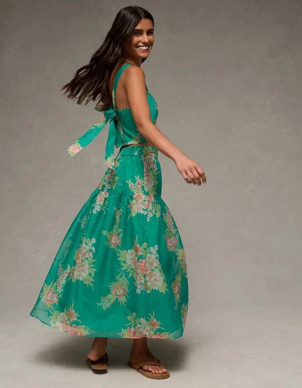 AE Matching Halter Top & Midi Skirt Set