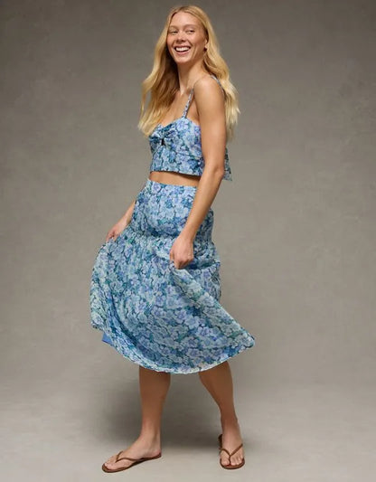 AE Matching Halter Top & Midi Skirt Set