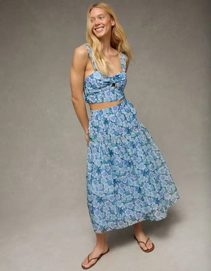 AE Matching Halter Top & Midi Skirt Set