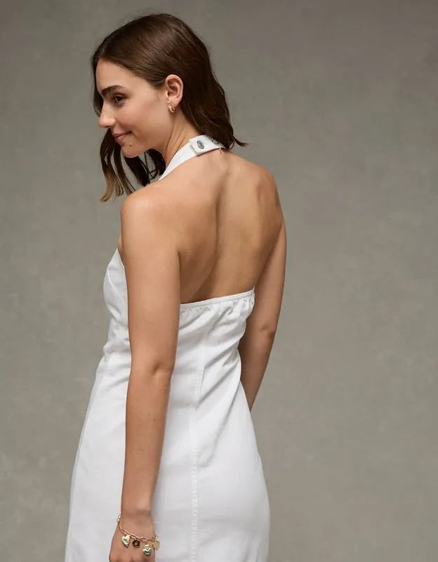AE Denim Halter Midi Dress