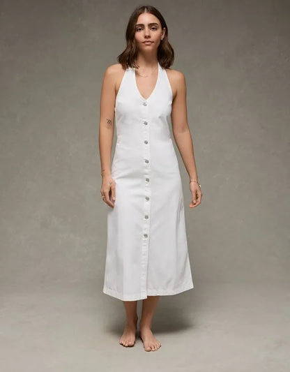 AE Denim Halter Midi Dress