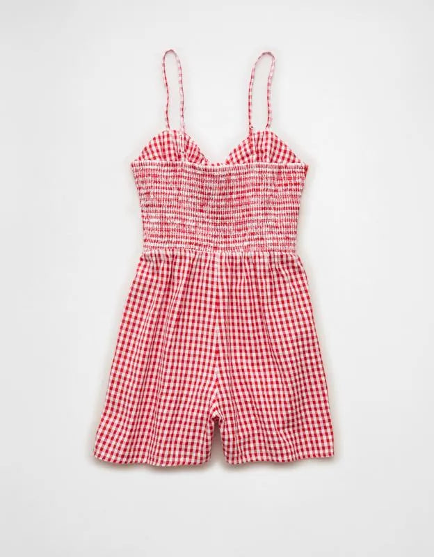 AE Tie-Front Smocked Bodice Romper
