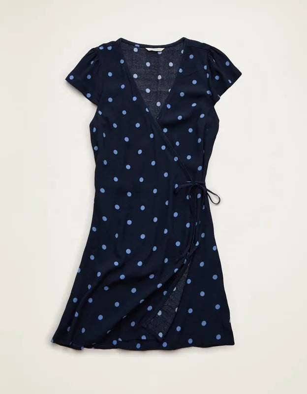 AE V-Neck Lace Trim Wrap Mini Dress