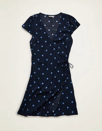 AE V-Neck Lace Trim Wrap Mini Dress