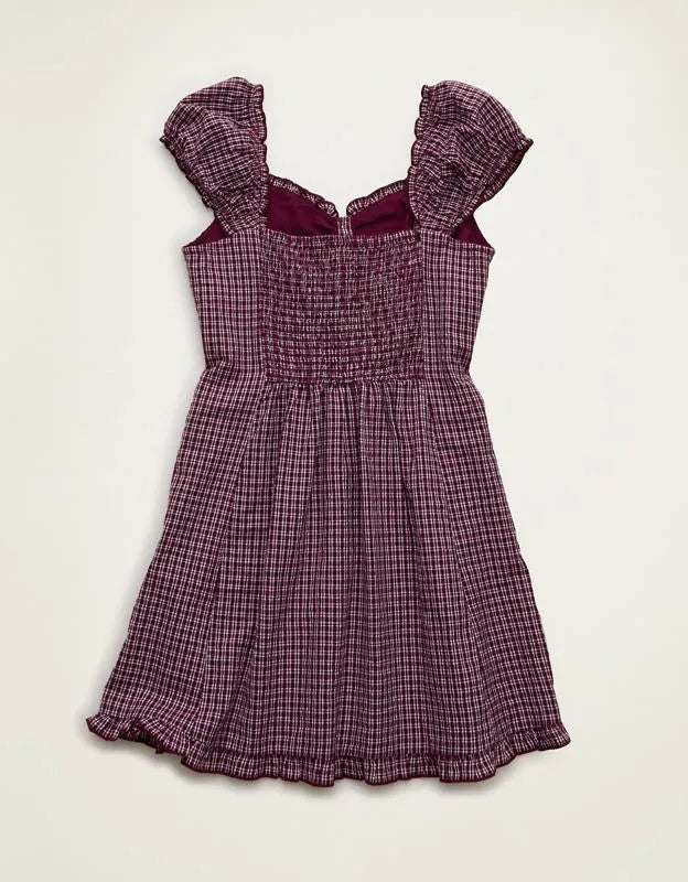 AE Button-Up Plaid Mini Dress