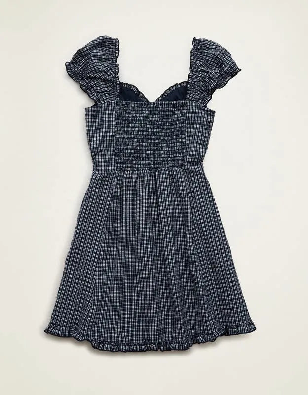 AE Button-Up Plaid Mini Dress