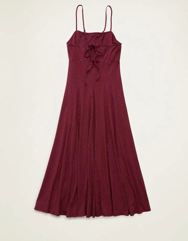 AE Knit Tie-Back Godet Midi Dress