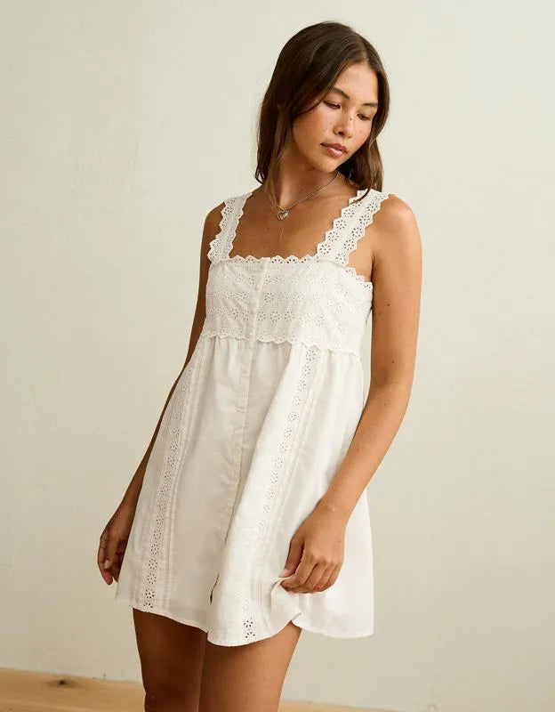 AE Embroidered Babydoll Mini Dress