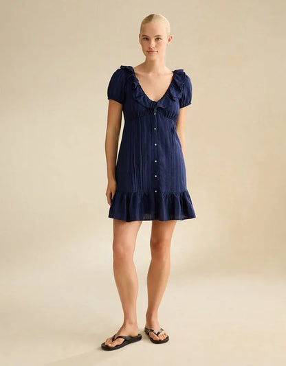 AE V-Neck Ruffle Collar Mini Dress