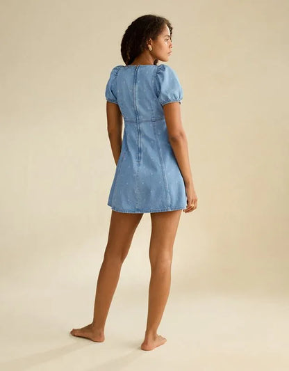 AE Puff Sleeve Denim Mini Dress
