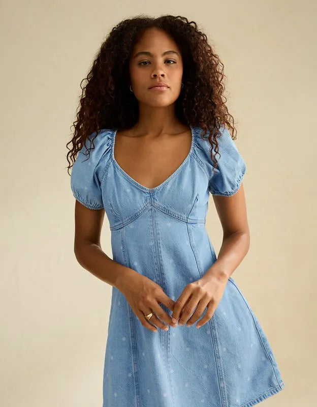 AE Puff Sleeve Denim Mini Dress