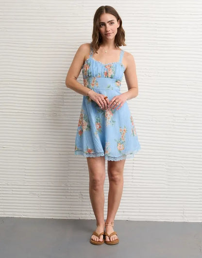 AE Ruched Tiered Mini Dress