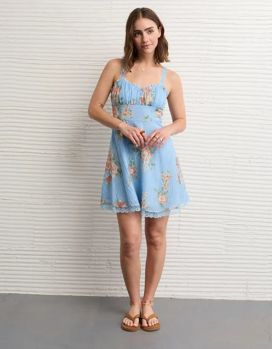 AE Ruched Tiered Mini Dress