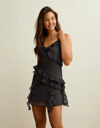 AE Asymmetrical Ruffle Mini Dress