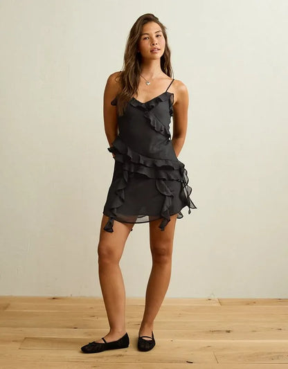 AE Asymmetrical Ruffle Mini Dress