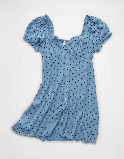 AE Short-Sleeve Button-Up Mini Dress