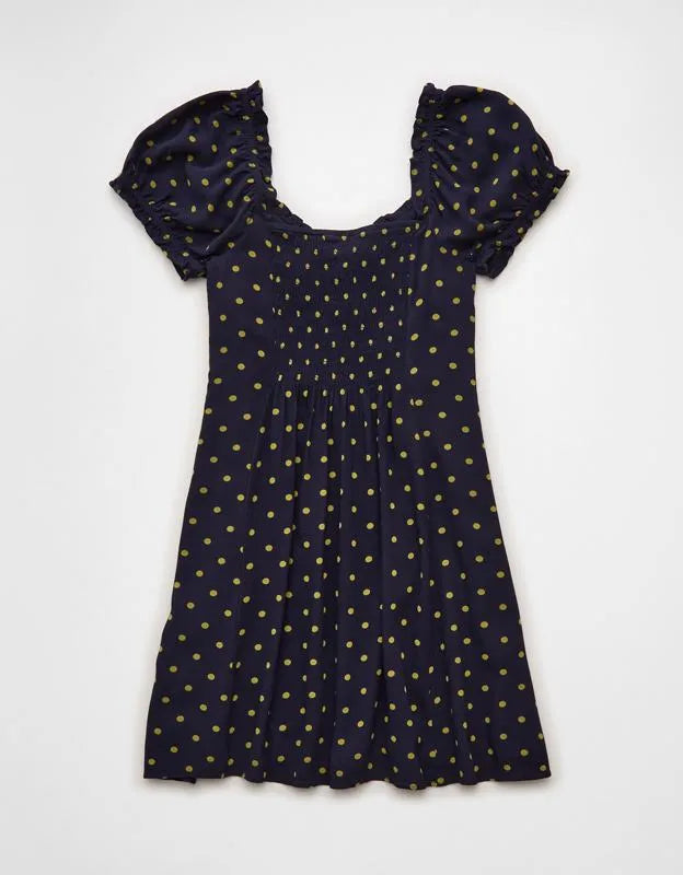 AE Short-Sleeve Button-Up Mini Dress