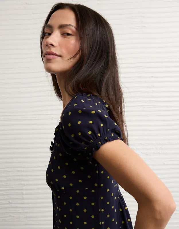 AE Short-Sleeve Button-Up Mini Dress