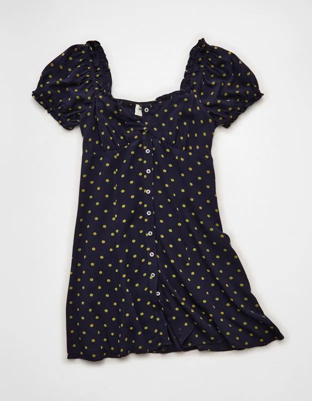 AE Short-Sleeve Button-Up Mini Dress