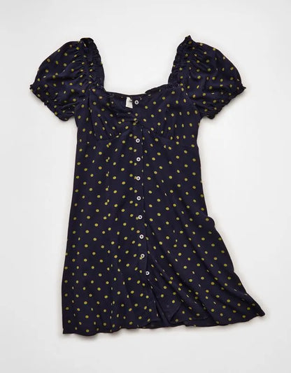 AE Short-Sleeve Button-Up Mini Dress