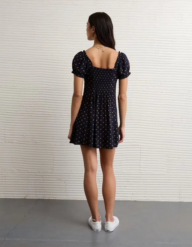 AE Short-Sleeve Button-Up Mini Dress