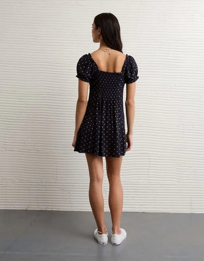 AE Short-Sleeve Button-Up Mini Dress