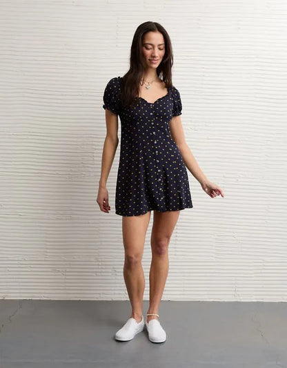 AE Short-Sleeve Button-Up Mini Dress