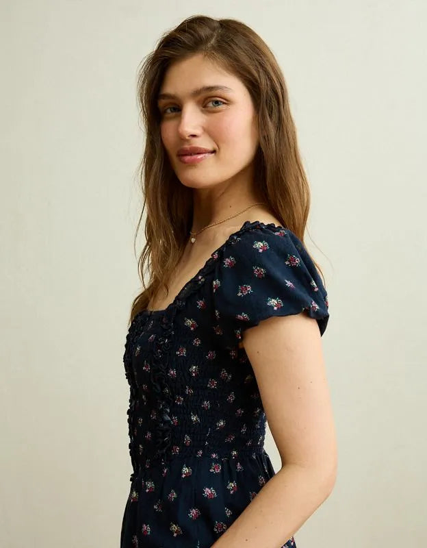 AE Short-Sleeve Midi Dress