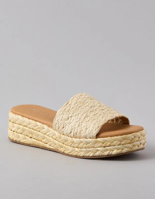 AE Raffia Espadrille Flatform Slide Sandal