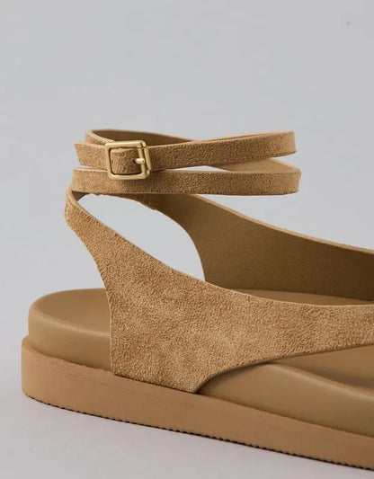 AE Faux Suede Ankle-Wrap Thong Sandal