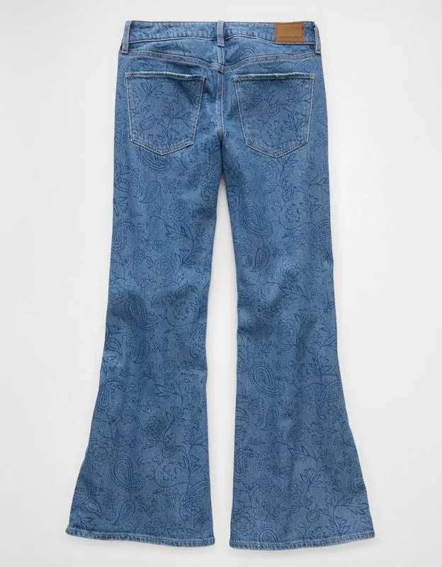 AE Stretch Low-Rise Floral Flare Jean