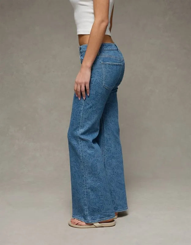 AE Stretch Low-Rise Floral Flare Jean