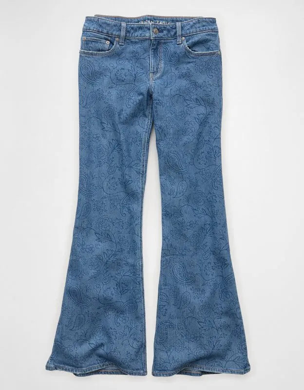 AE Stretch Low-Rise Floral Flare Jean